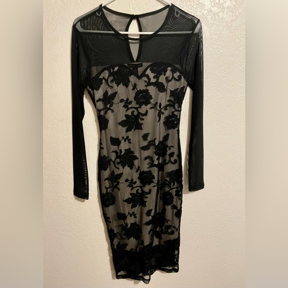 Material Girl beautiful mesh floral design dress.